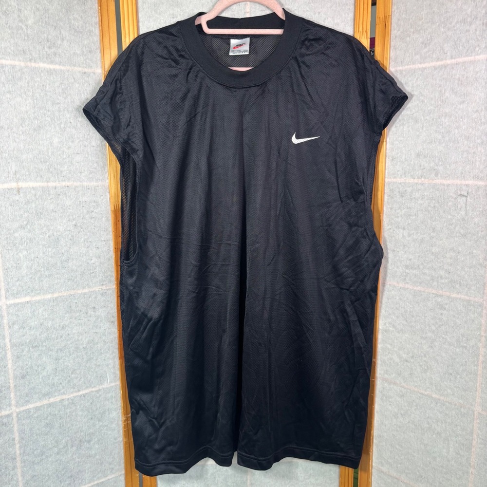 Nike Vintage Sleeveless Mesh Jersey XXL Black Vintage Made in USA Swoosh